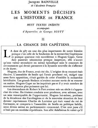 La Chance des Capétiens (I)