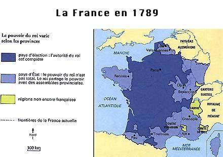 1789 : Pays d'élections, d'états, d'impositions