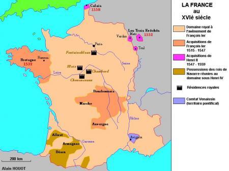 Agrandissements de la France au XVIème siècle...