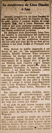 20 août 1927 : la conférence en exil, à Spa...